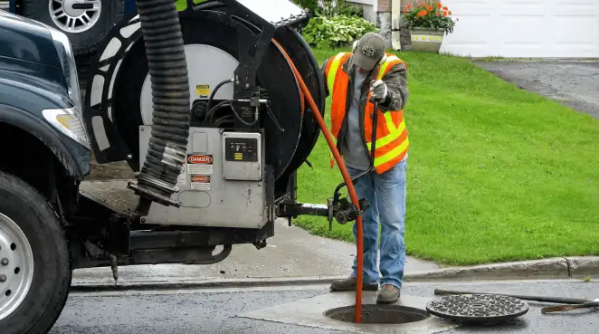 Technician using specialized drainage equipment for sewer line cleaning and foundation protection in Long Beach, CA